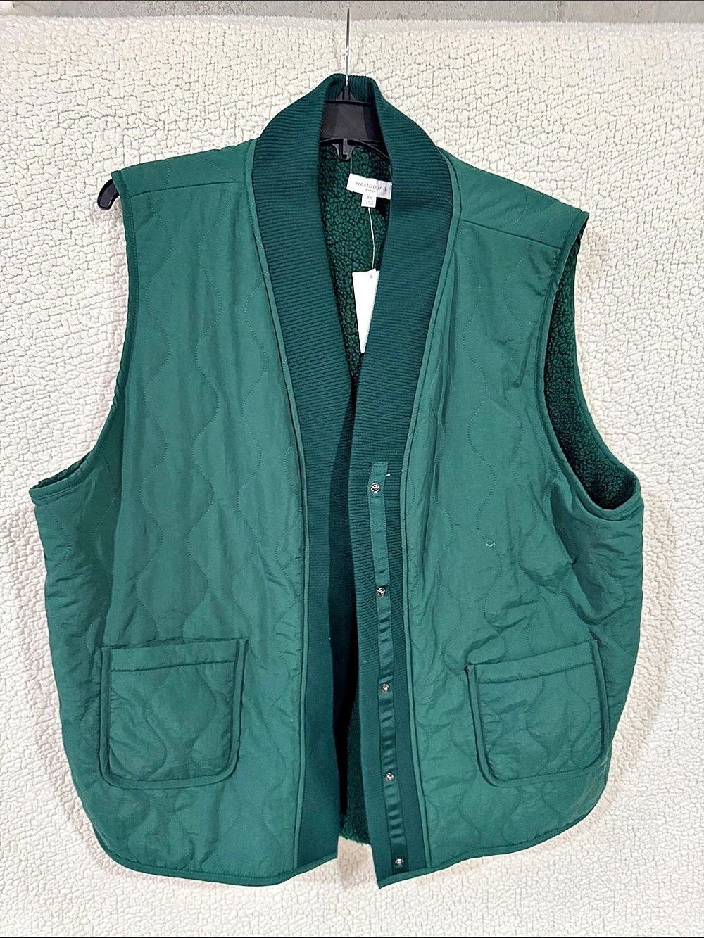 Westbound Quilted Fleece-Lined Vest in Green 3x NWT